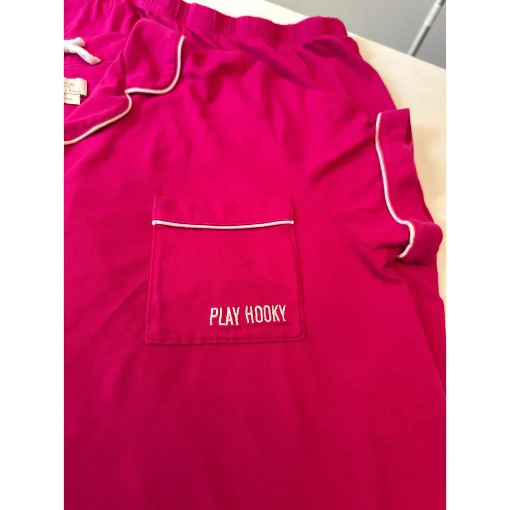 Kate Spade Pink Dream a Little Dream Pajama Set Short Sleeve Capris Cotton XL